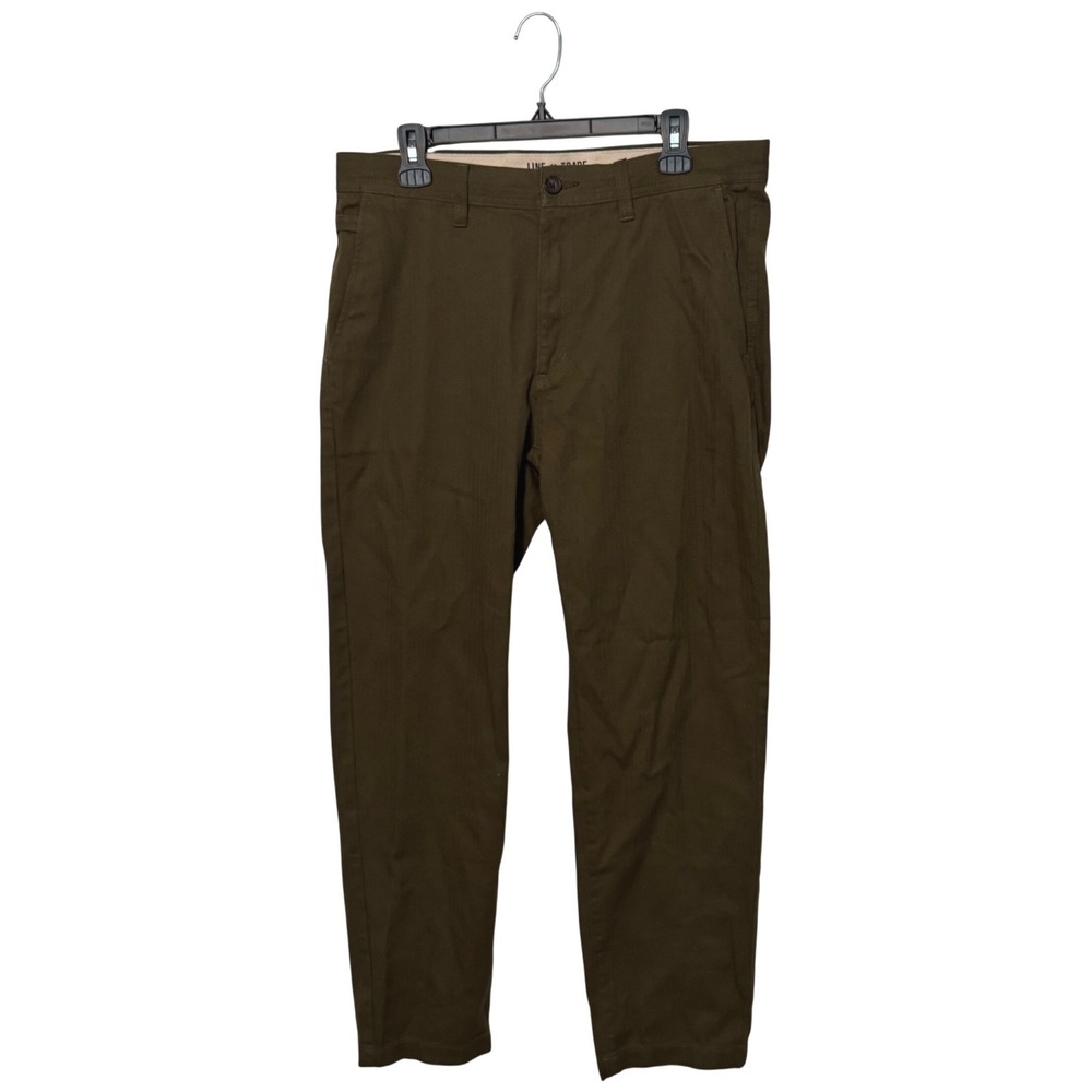 Line of Trade Officer Chino Mens 33x32 Olive Green Herringbone Straight Leg Pant